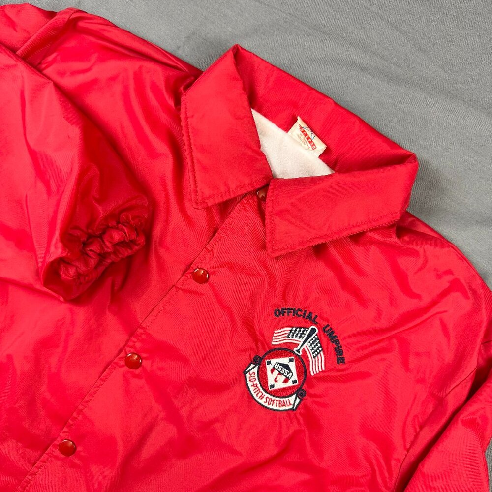 Vtg USSSA Slo-Pitch Softball Official Umpire Bomber Windbreaker Jacket Sz Large